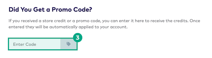 enter a promo code screen on the League website with enter code field highlighted