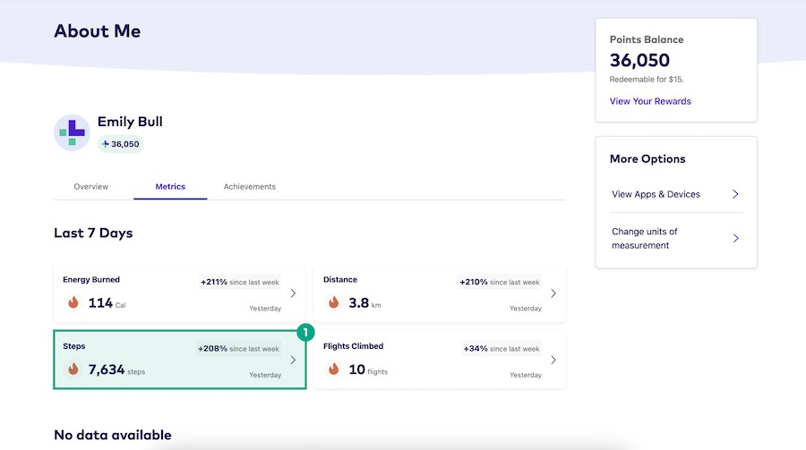 Data point highlighted in League's website about me metrics tab